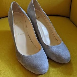 Christian Louboutin Grey Suede Wedges, Size 41